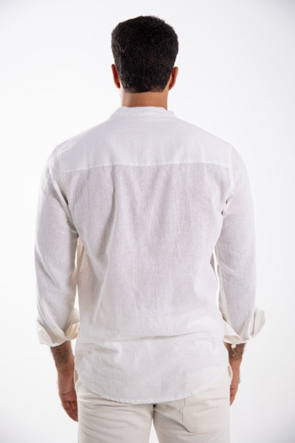 Linen Collarless Shirt