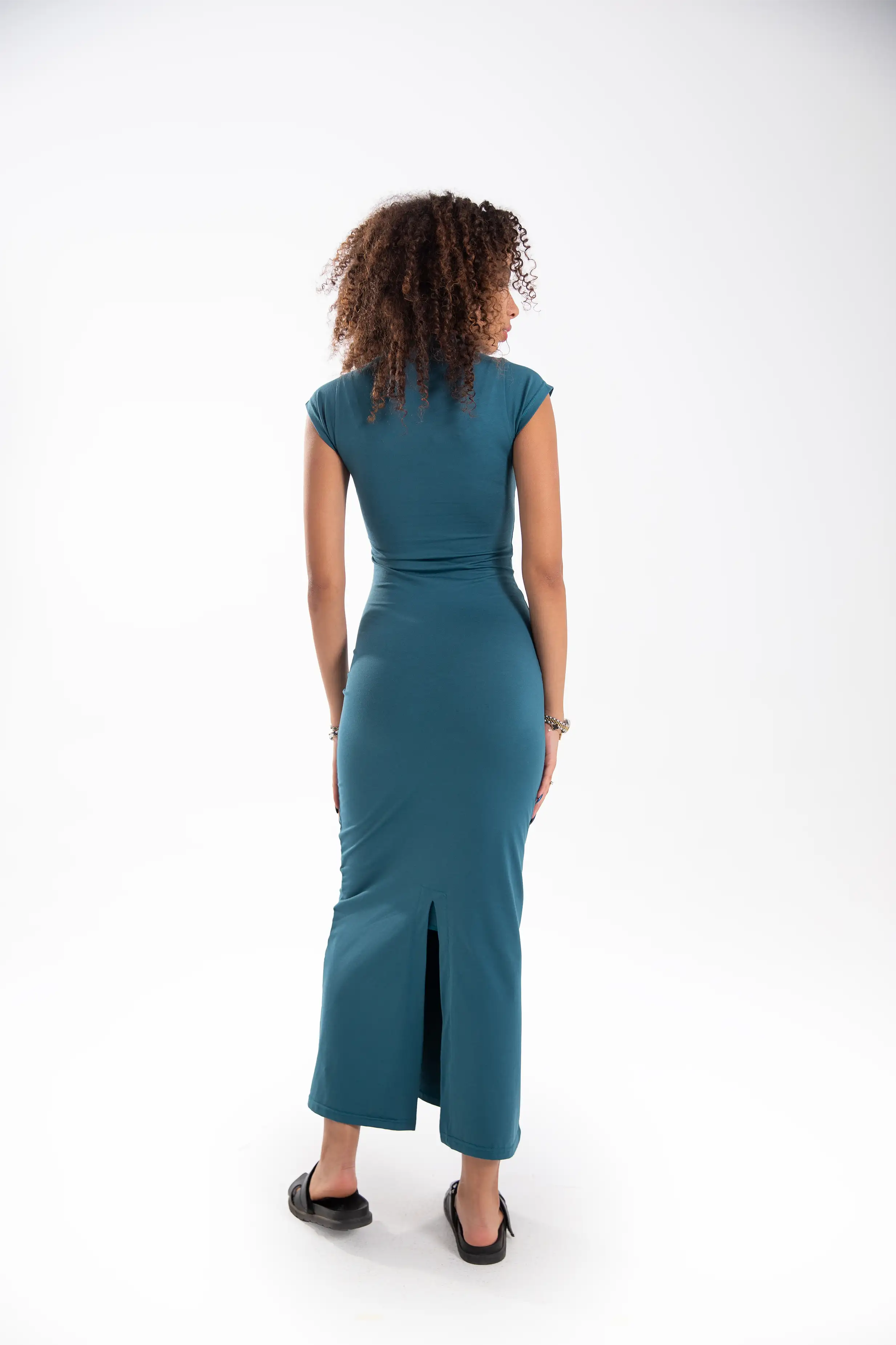 Cotton Mock-Neck Maxi Dress